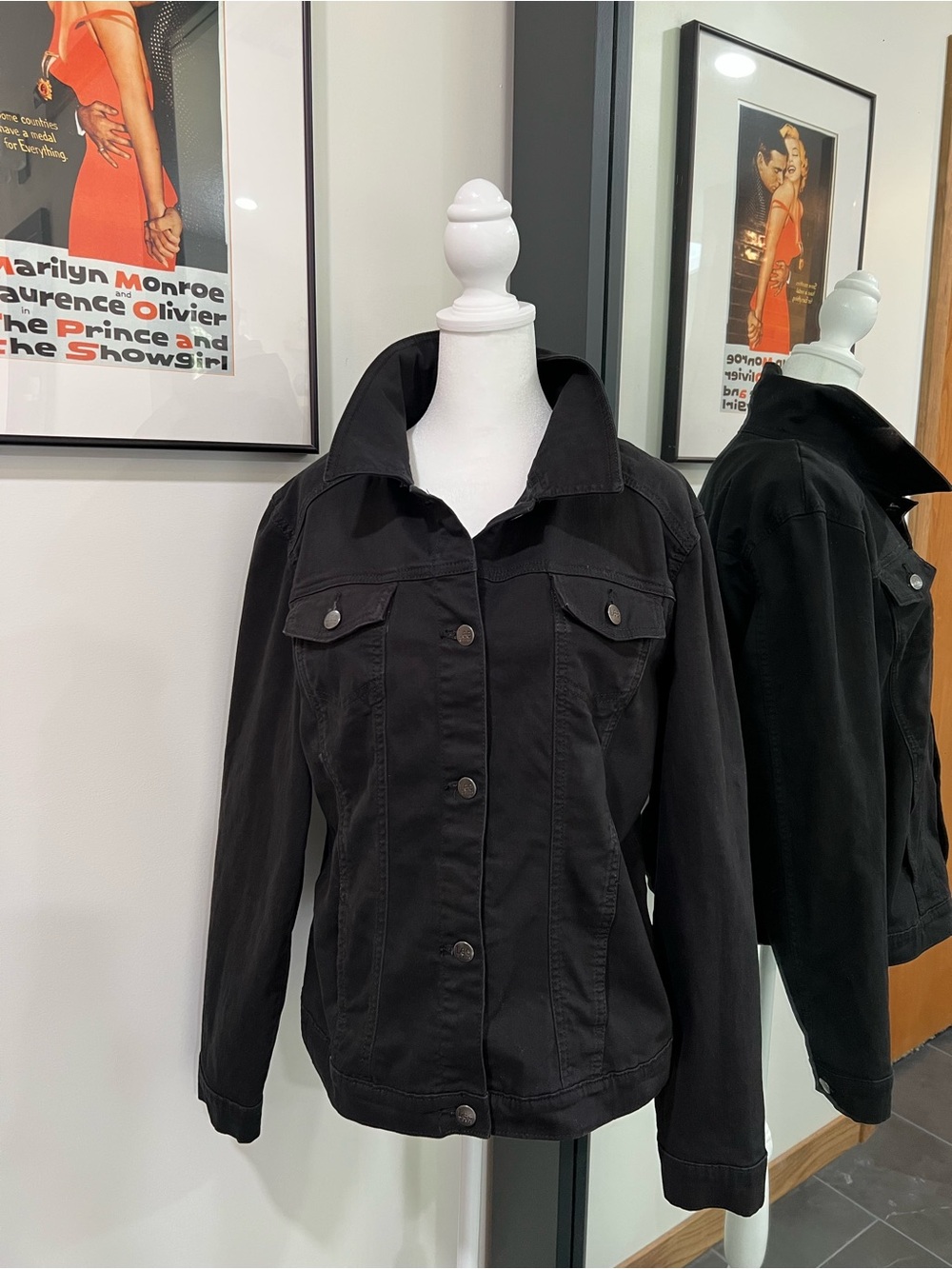 Lee Riders Black Denim Like Trucker Jacket - Women's XL